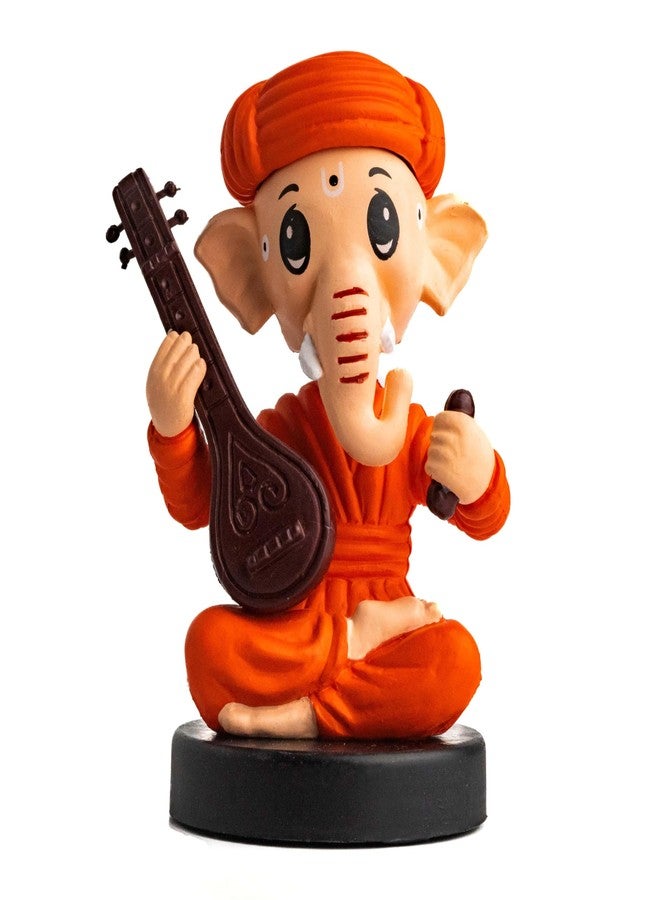 Buko Famous Figure Shakey bobblehead with Mobile Holder Suitable for car Interior, Office Desk & Study Table (Sitting Ganesh Ji/W Sitar) - Image 1